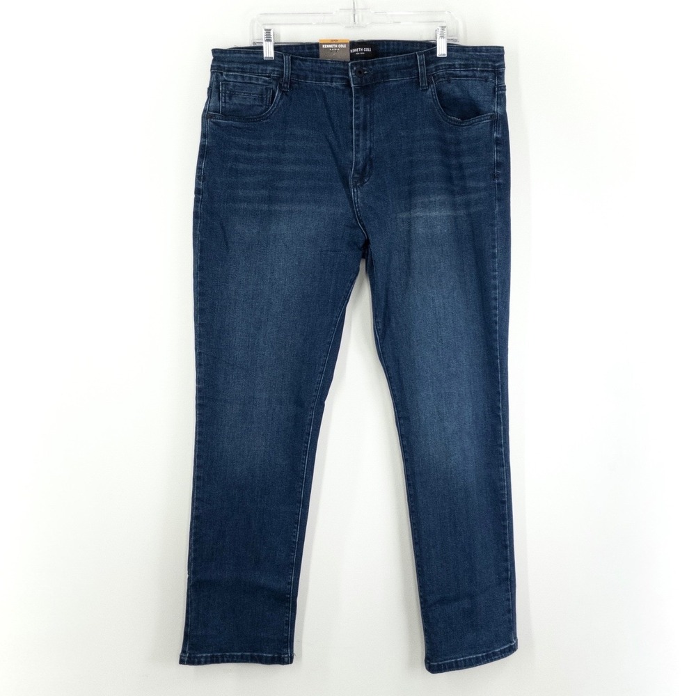 Kenneth Cole New York Straight Fit Stretch Denim Jeans Mens 42x34 NWT Dark Wash